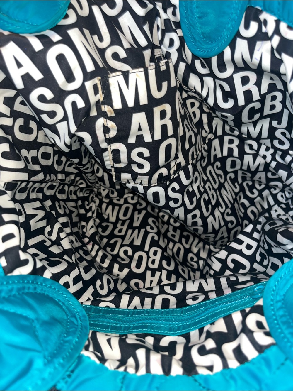 Marc by Marc Jacobs Teal Pretty Nylon Tate Tote - Quilted Logo Bag - Picture 9 of 9